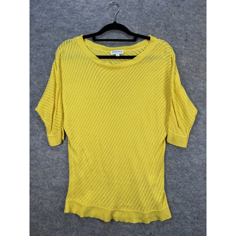Joseph A Top‎ Women XL Yellow Tunic Half Sleeve Fitted Cuff Hem Open Weave